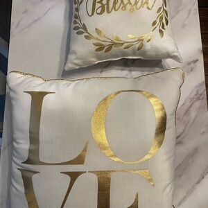 Gold and White Decorative Pillows